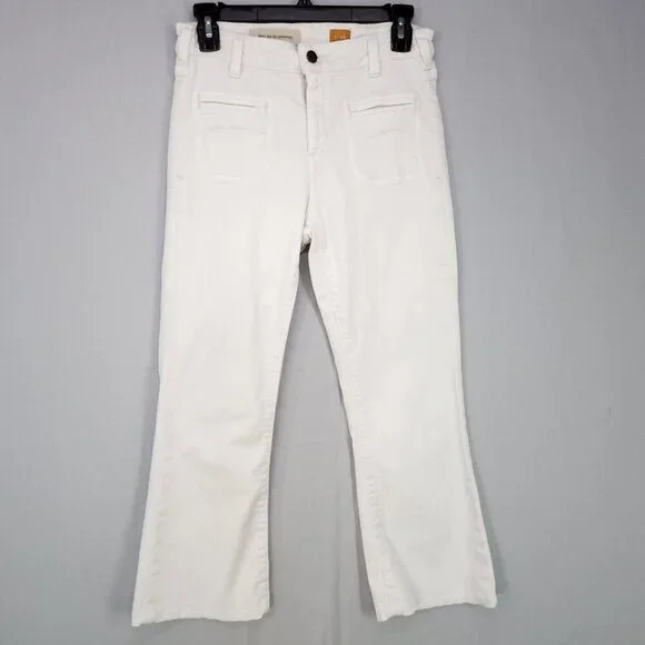 Pilcro Anthropologie Superscript Flared Jeans Women's Size 26 White 23" Inseam - Picture 1 of 15